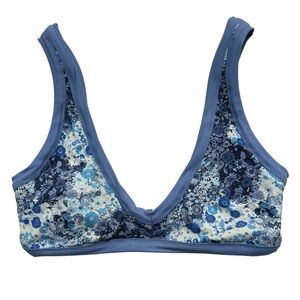 {aerie} "Scoop" Ditsy Blue Floral Print Padded Bikini Swim Top